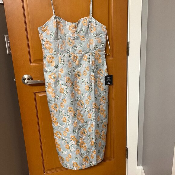 Jacquard light blue spaghetti strap dress (Size 12) - Picture 1 of 2